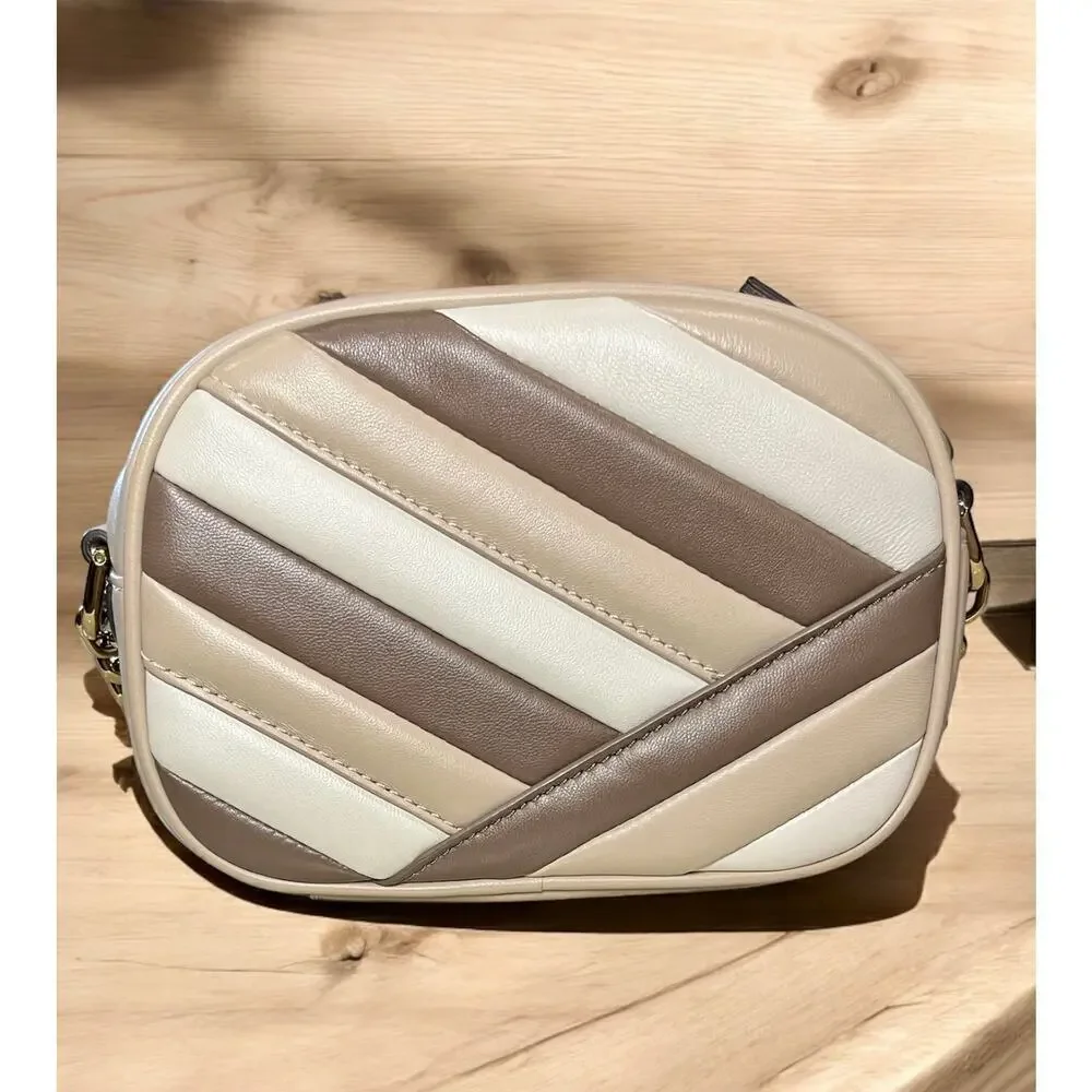 Tory Burch Kira Tri Color Quilted Leather Camera Bag